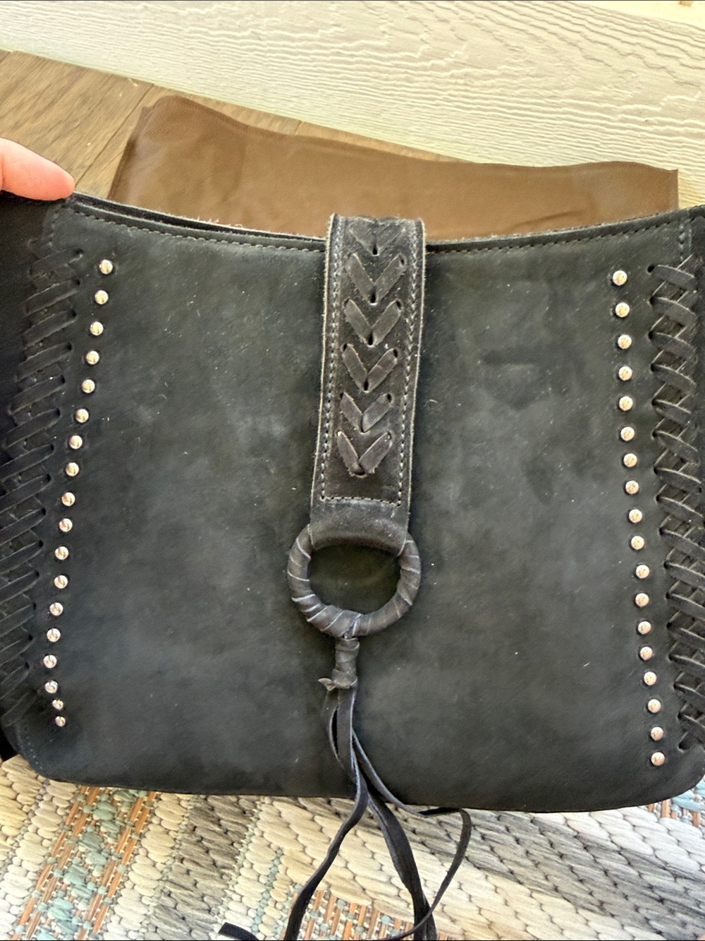 New NWT Montana West Black Leather Suede Shoulder Bag Conceal Carry Purse - Picture 8 of 9